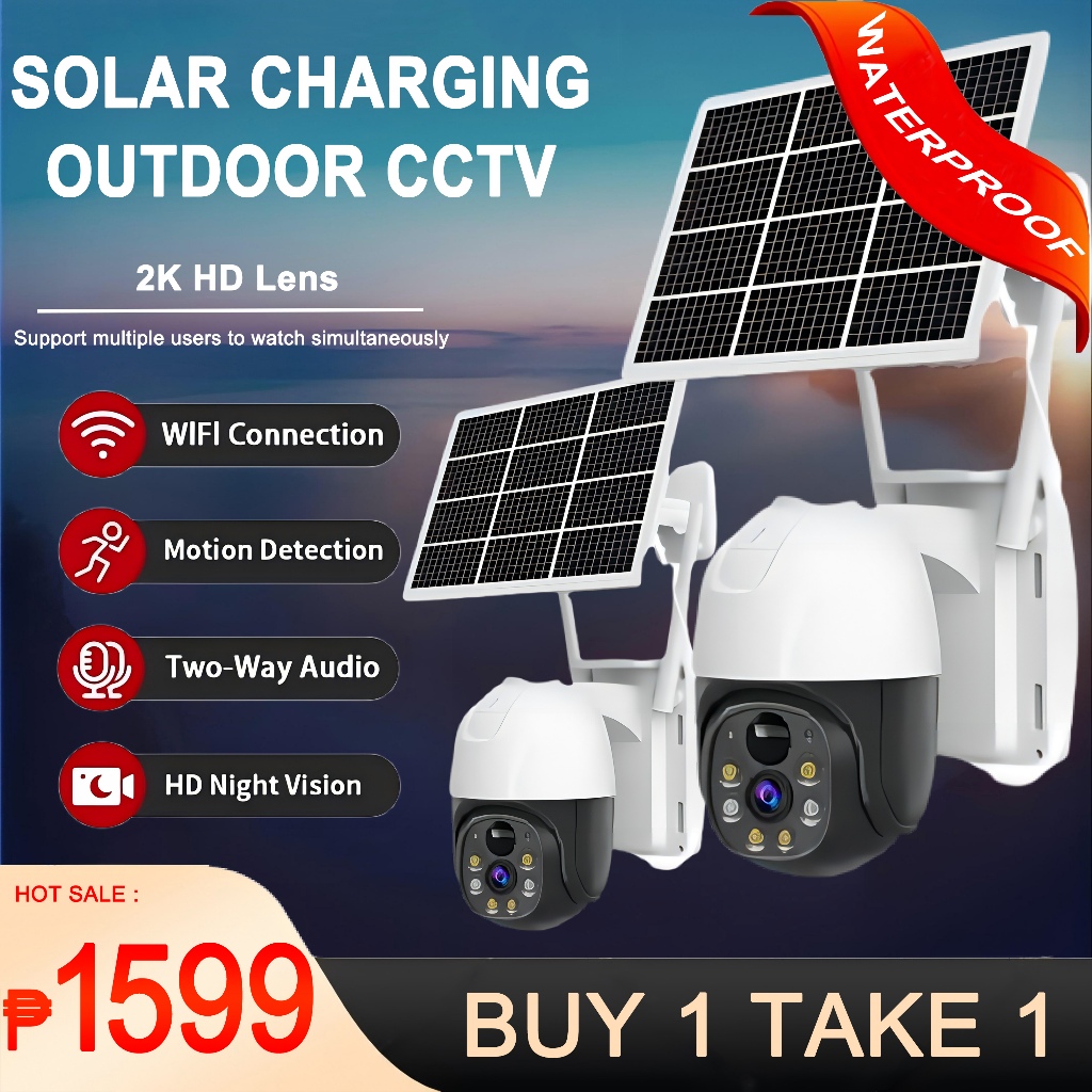 BUY 1 TAKE 1 V380 Pro 2K HD Solar CCTV Camera Outdoor With Wifi Connect ...