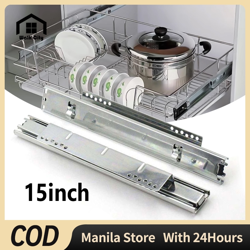 1 Pair Roller Guide Drawer Guide 15 Inch For Pull Out Basket Cabinet ...
