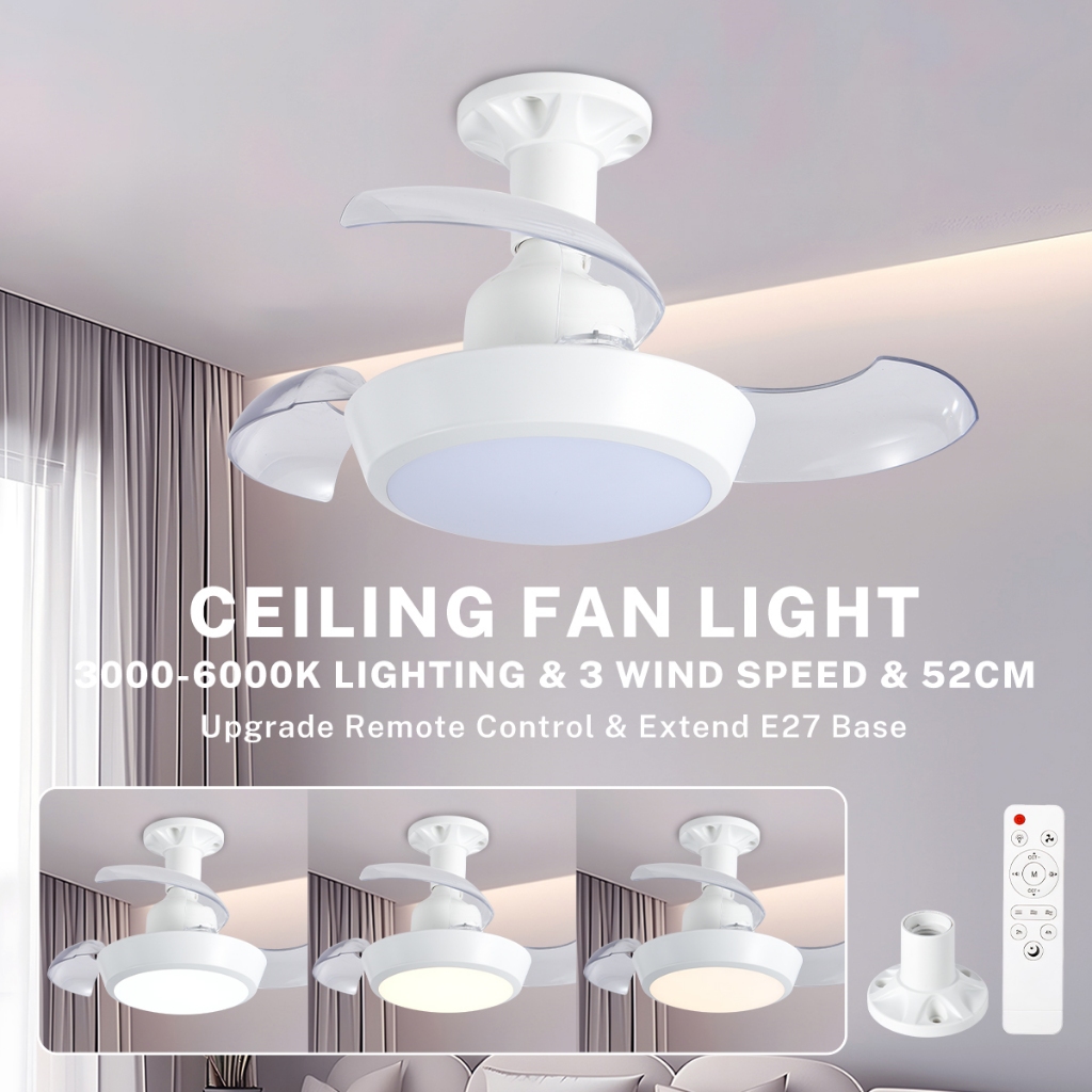 Invisible Fan Blade Ceiling Fan Light E27 Universal Base Smart Fan Can ...