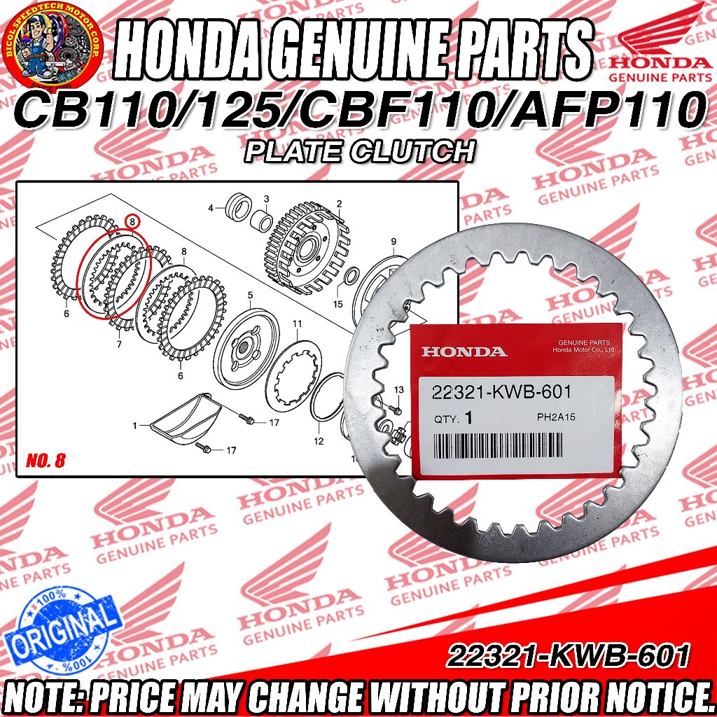 CB 110/125/CBF 110/AFP 110/CGX 125 PLATE CLUTCH (HPI) (GENUINE: 22321 ...