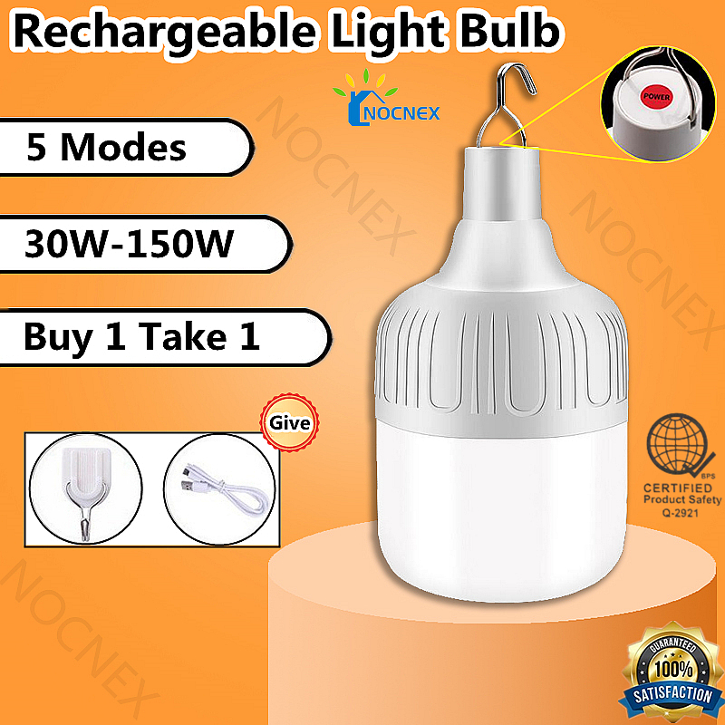 【Buy 1 Take 1】5 Modes USB Rechargeable Light Bulb Emergency Light LED ...