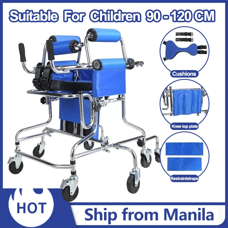 Standing anti-fall eight-wheel walker wheelchair adjustable children's ...