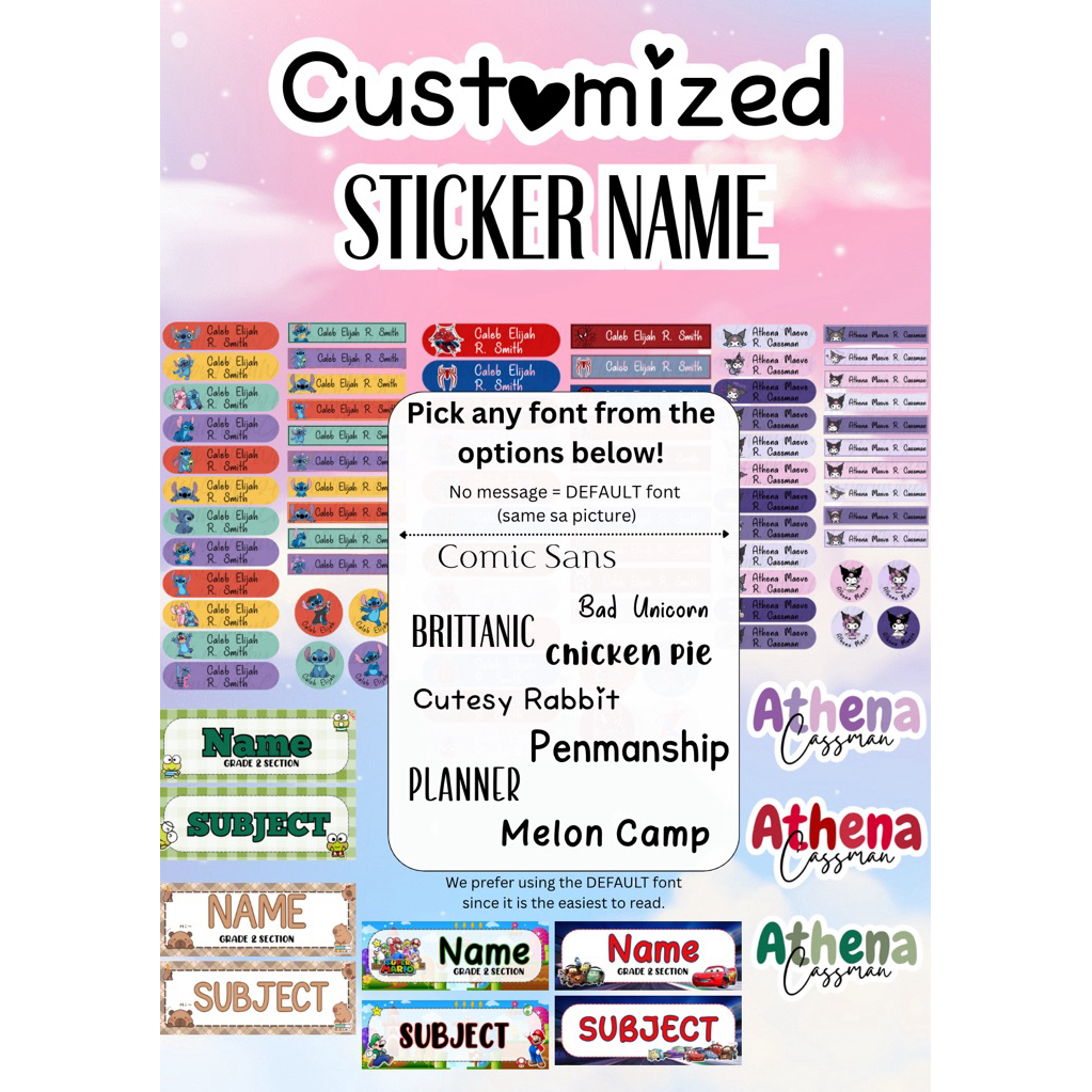 [CHEAPEST] Customized Sticker Name | Shopee Philippines