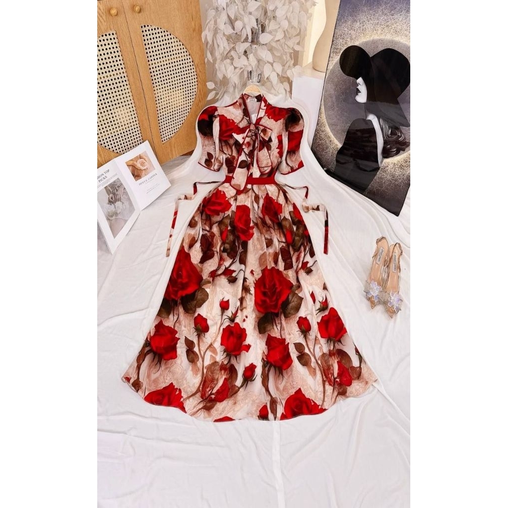 Elegant Ribbon Tie Maxi Dress | Shopee Philippines