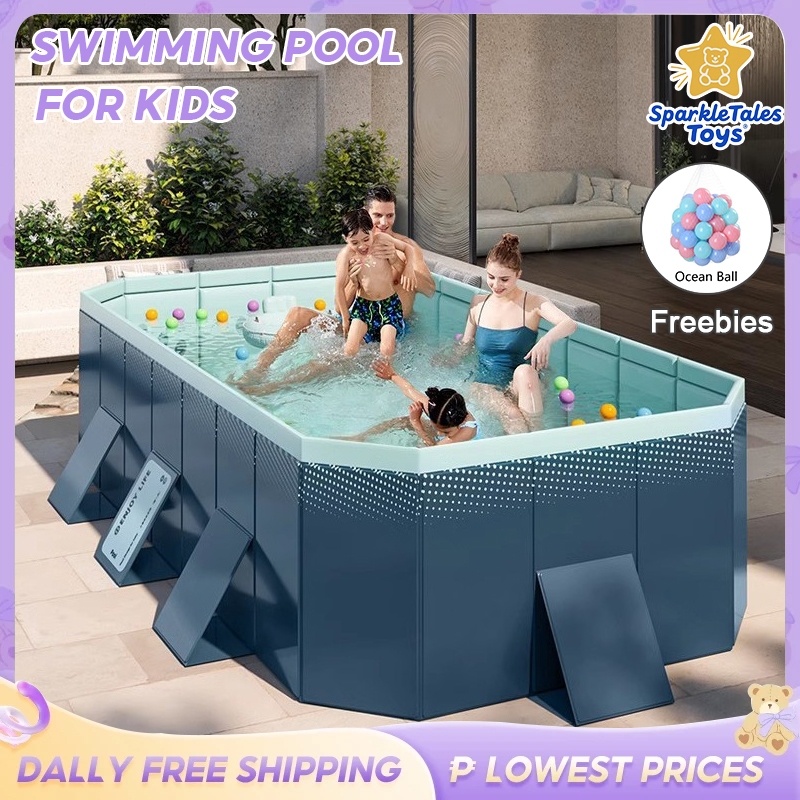 Large Foldable Swimming Pool for Family Non-Inflatable & No Air Pump ...