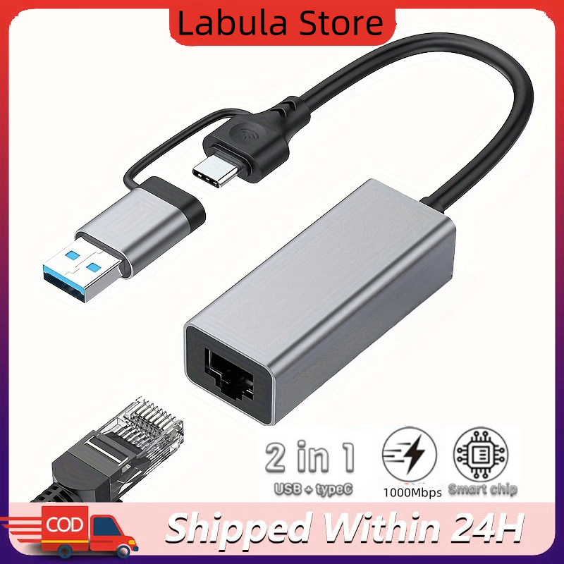1000Mbps Ethernet Adapter USB 3.0 Type C to RJ45 Network USB Cable For ...