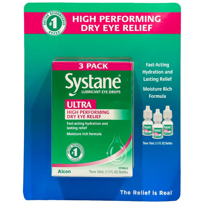 Systane ULTRA Lubricant Eye Drops, 10ml each (pack of 3) (EXPIRED 5/
