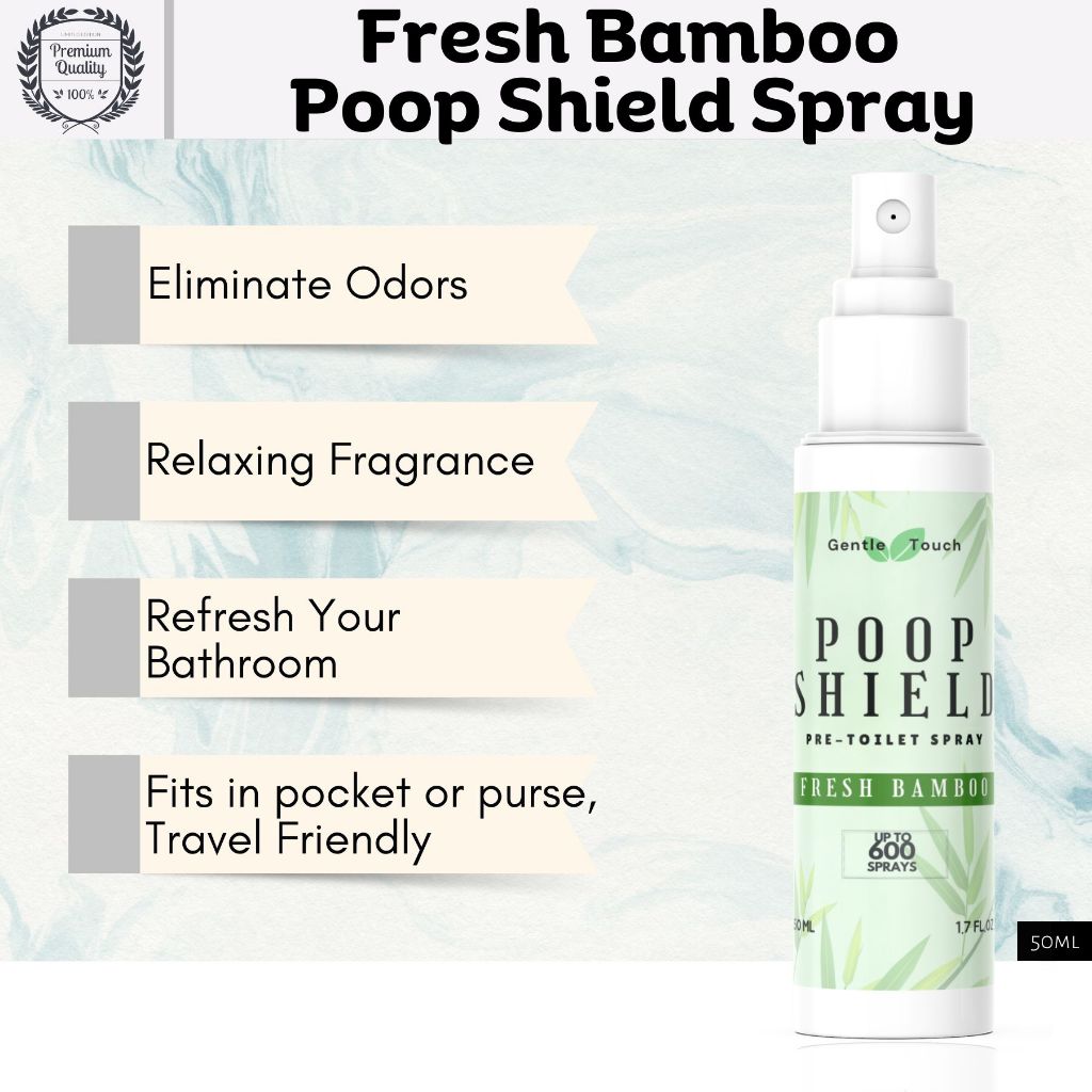Gentle Touch Poop Shield! Fresh Bamboo Toilet Spray, Odor Eliminator ...