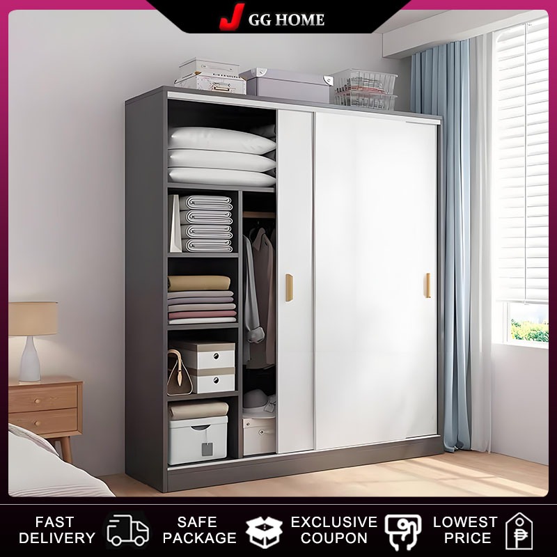 JGG Sliding Door Wooden Wardrobe Small Storage Bedroom Wardrobe