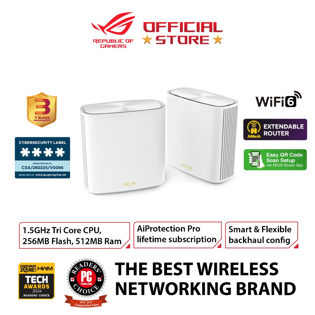 Asus ZenWiFi XD6 (AX5400) 2-Pack Dual Band Wi-Fi 6 Extendable Router ...