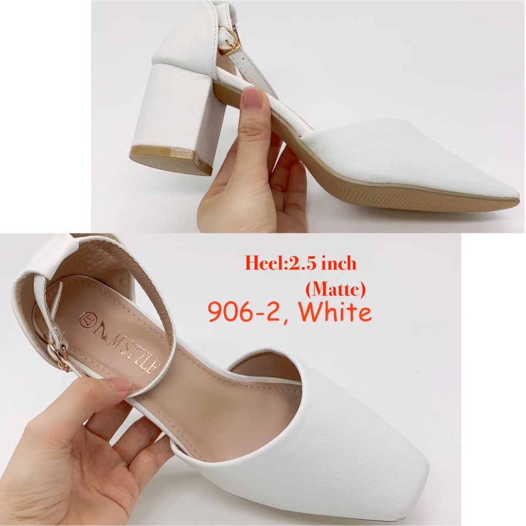 Women Closed Toe Block Heel Sandals White Wedding Heels Shopee Philippines