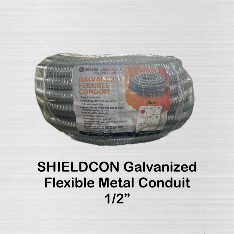 SHIELDCON Galvanized Flexible Metal Conduit 1/2” , 3/4” , 1” | Shopee ...