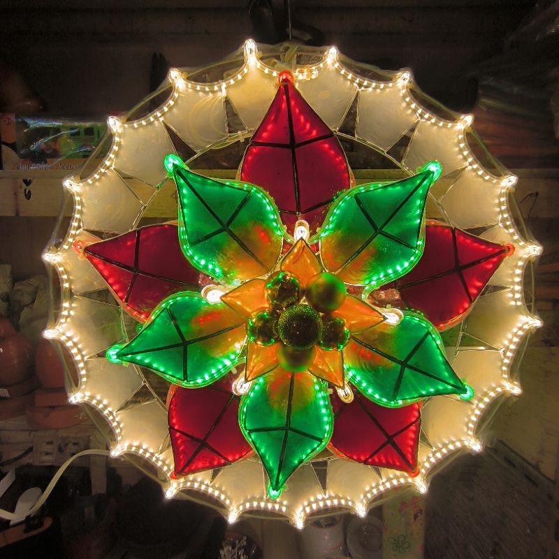 Ponsentia Emboss Capiz Parol All Led Lights 20 Inches - Flat Back, 8 ...