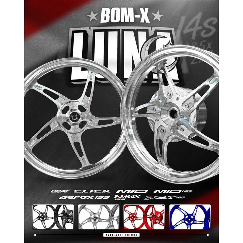 BomX Mags CNC LUNA For Mio/Mio i 125/M3/Click 125/150 - 5 Spokes ...