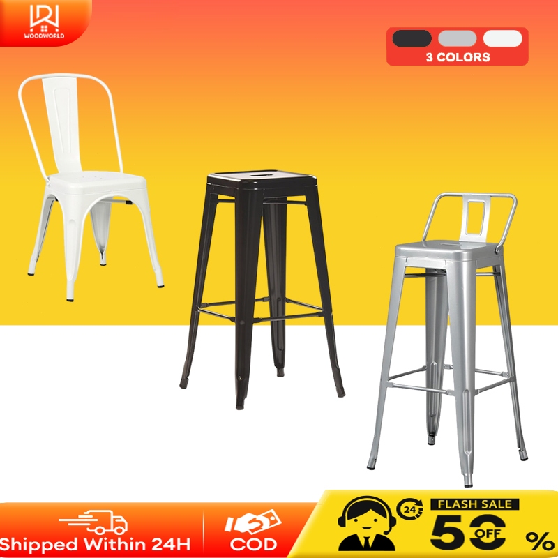 Bar Chair Sliver/Black/White Steel Bar Stool 45/66/76CM Metal Chair For