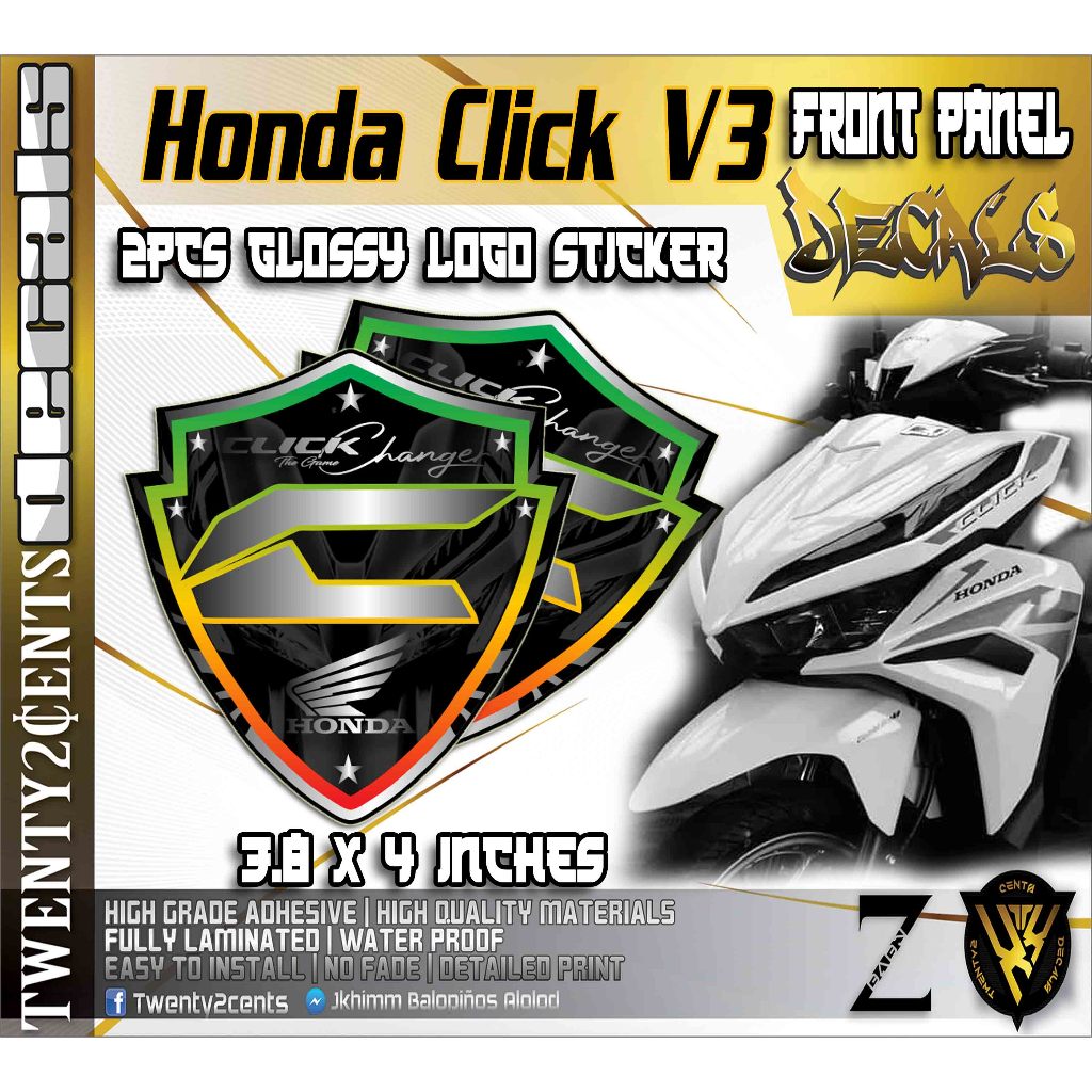 honda click V3 / V4 M front panel High-Quality Decals and Stickers ...