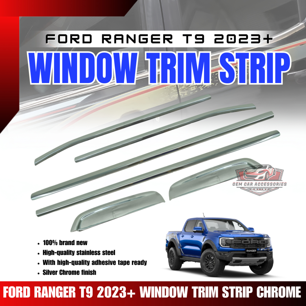 GCAO FORD RANGER T9 2023+ WINDOW Trim STRIP CHROME (10191) | Shopee ...