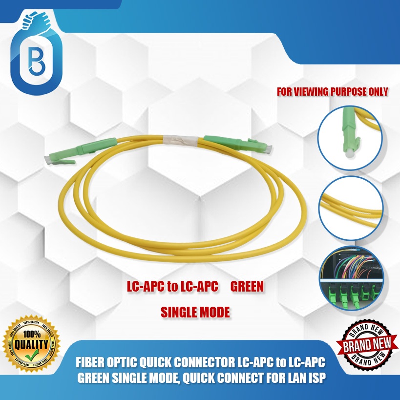 FIBER OPTIC QUICK CONNECTOR LC-APC to LC-APC GREEN SINGLE MODE, QUICK ...