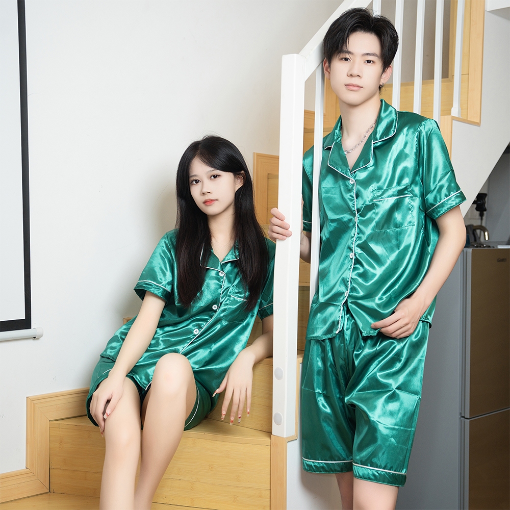 Alike Soft Skin-Friendly Fashion Ice Silk Matching Pajamas | Shopee ...