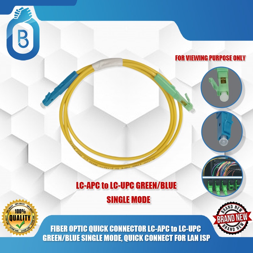 FIBER OPTIC QUICK CONNECTOR LC-APC to LC-UPC GREEN/BLUE SINGLE MODE ...