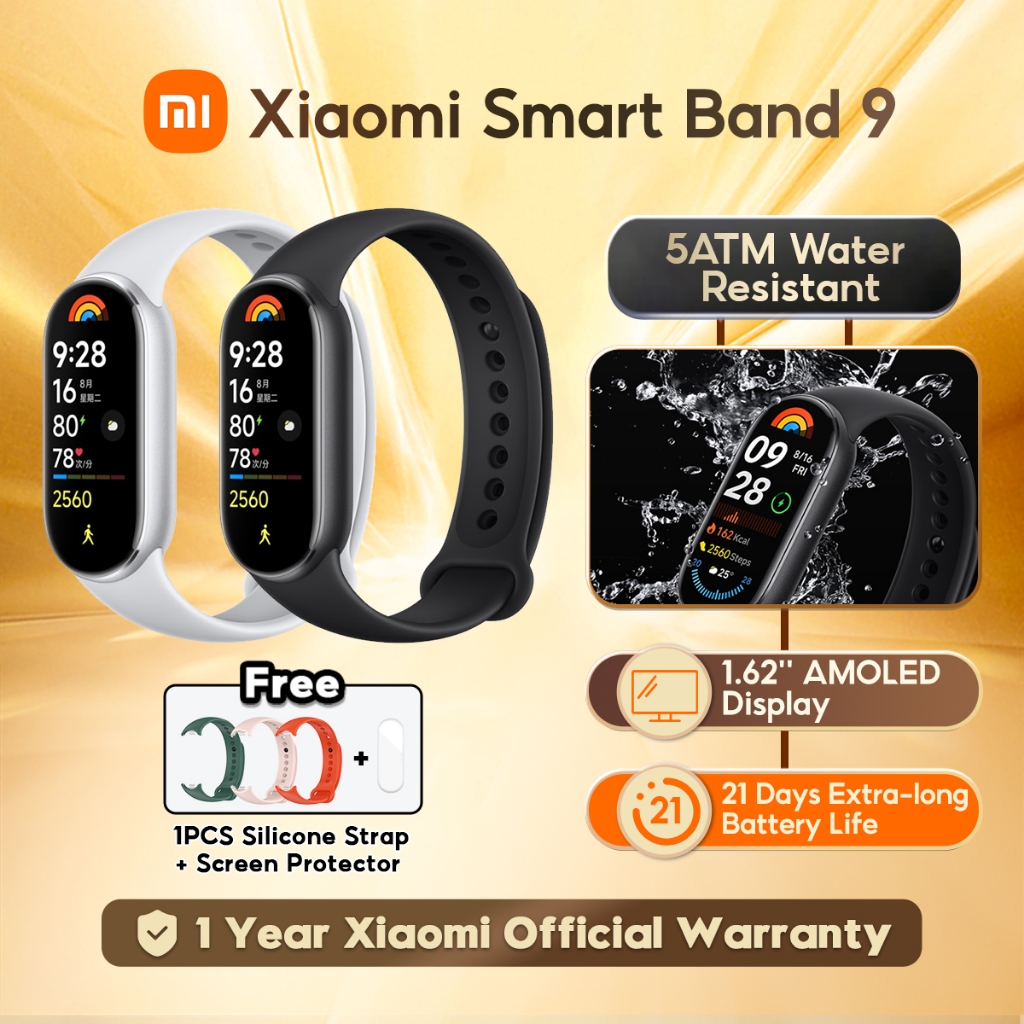 【Free Gift】Xiaomi Smart Band 9 Smartwatch 5ATM Water Resistance 1.62