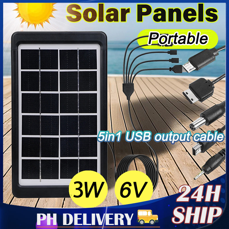 6V3W Solar Panel Outdoor Solar PV Power System Panel with Type 5 USB ...