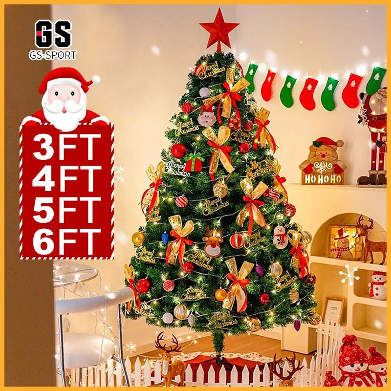 christmas tree with decorations set led lights Festive Party christmas