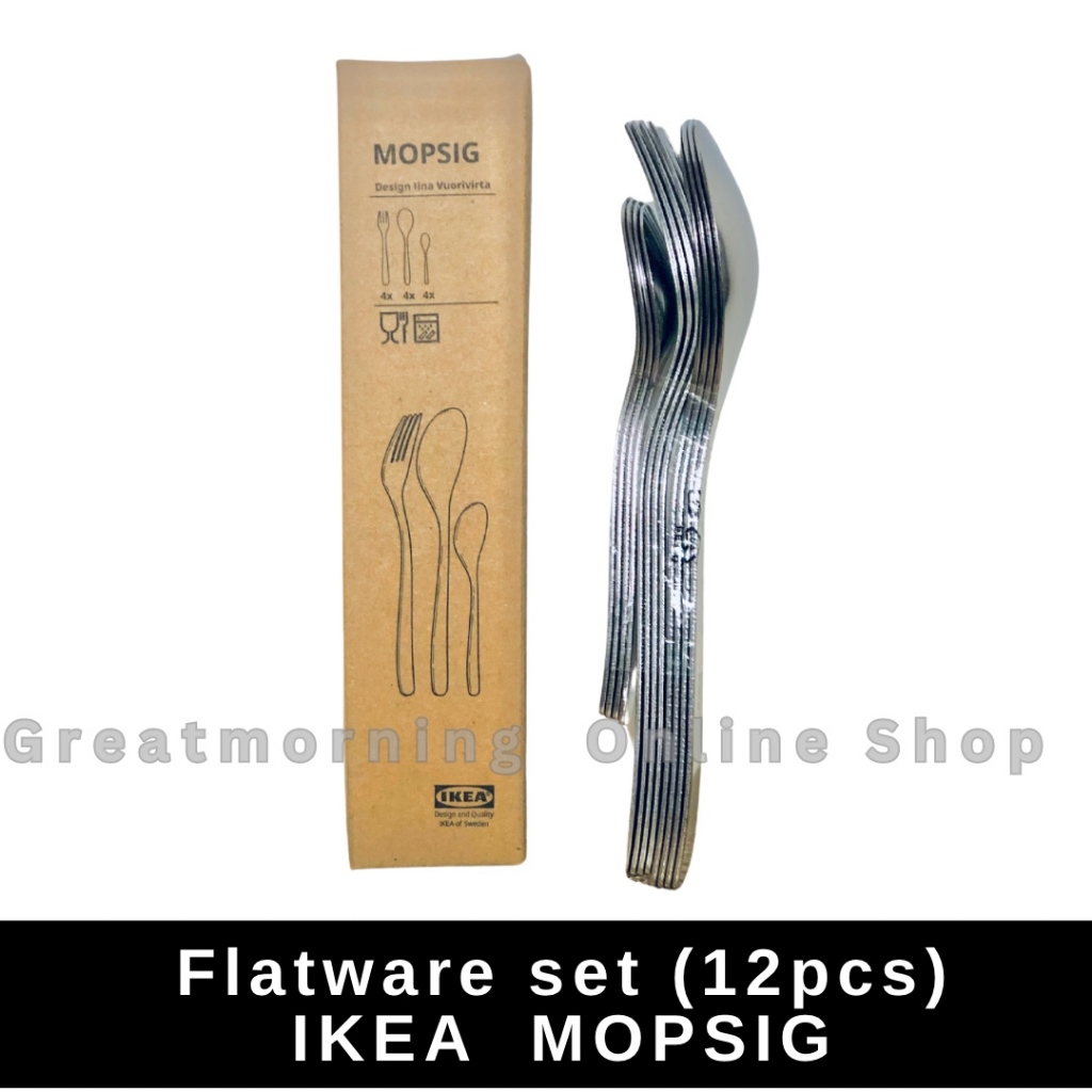 Ikea MOPSIG 12pcFlatware / Silverware Set (4 Spoons, 4 Forks, 4