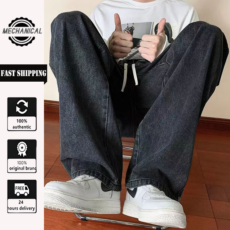 【6 colors】Black Jeans pants For Men M-3XL Baggy denim men's straight ...
