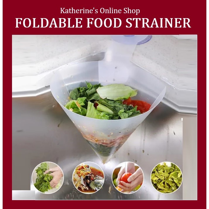FOLDABLE STRAINER Self-standing Kitchen Sink Strainer Foldable Leftover ...