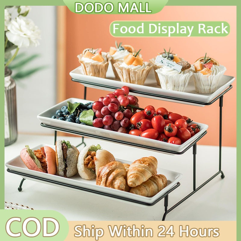 Ceramic Dim Sum Tray Three Tier Fruit Tray Multi-Tier Shelf Cake Tray ...