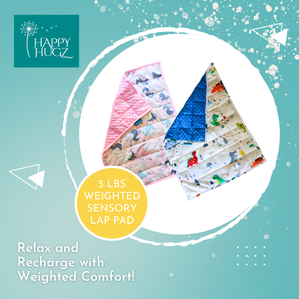 Happy Hugz Weighted Lap Pad Travel Blanket 3Lbs Sensory for Calming