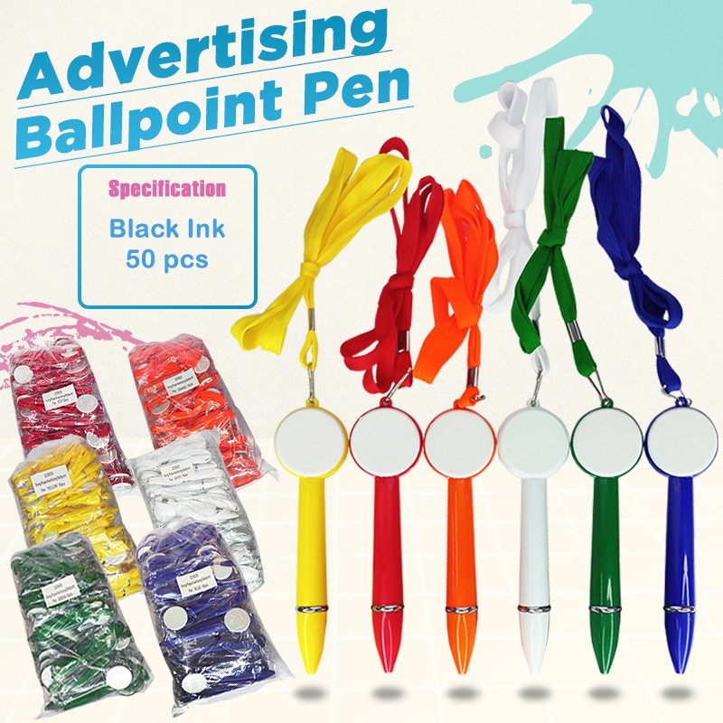 50pcs Ballpen Hung Rope Advertising Ballpoint Pen Black Ink Pen ...
