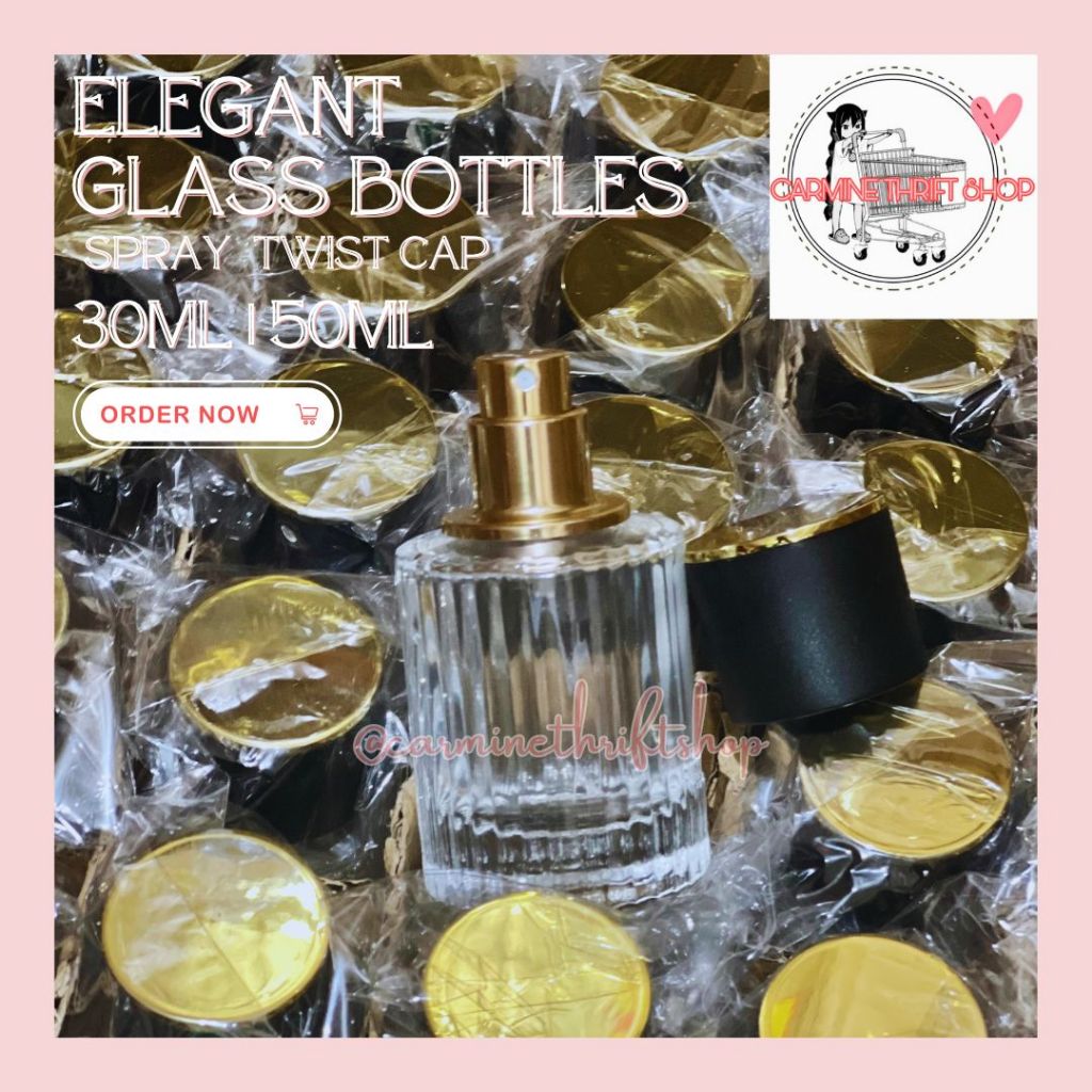 30ML ROUND STRIPES Elegant Empty Perfume Spray Bottle with black and white  capI