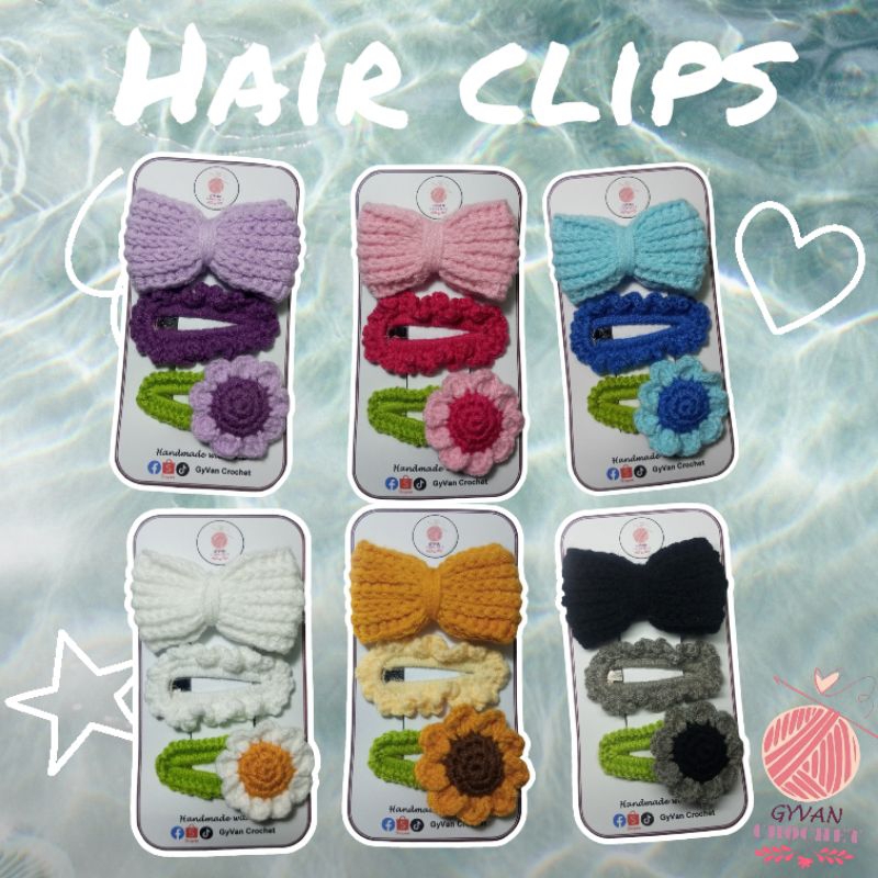 handmade crochet hair clips (3pcs in 1pack) | Shopee Philippines