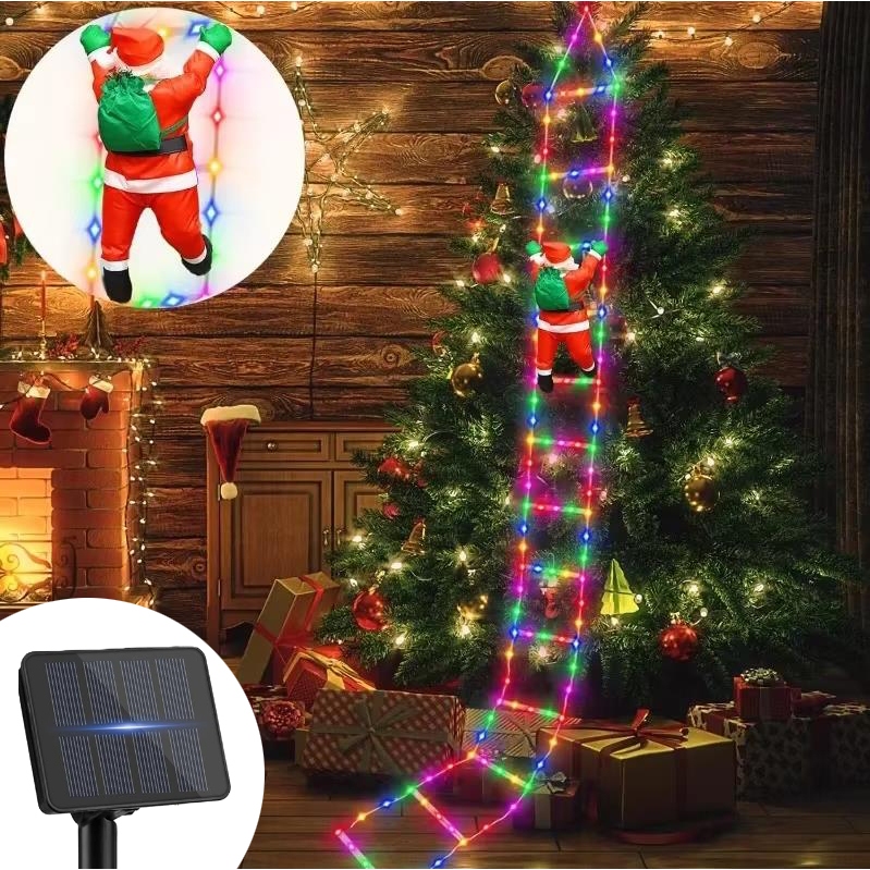 Solar Powered Ladder Light with Santa Claus 1.5-meter solar-powered ...