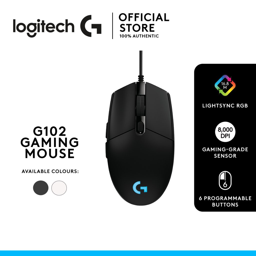 Logitech Gaming Mouse G102 LIGHTSYNC Wired 8,000 DPI Customizable RGB ...