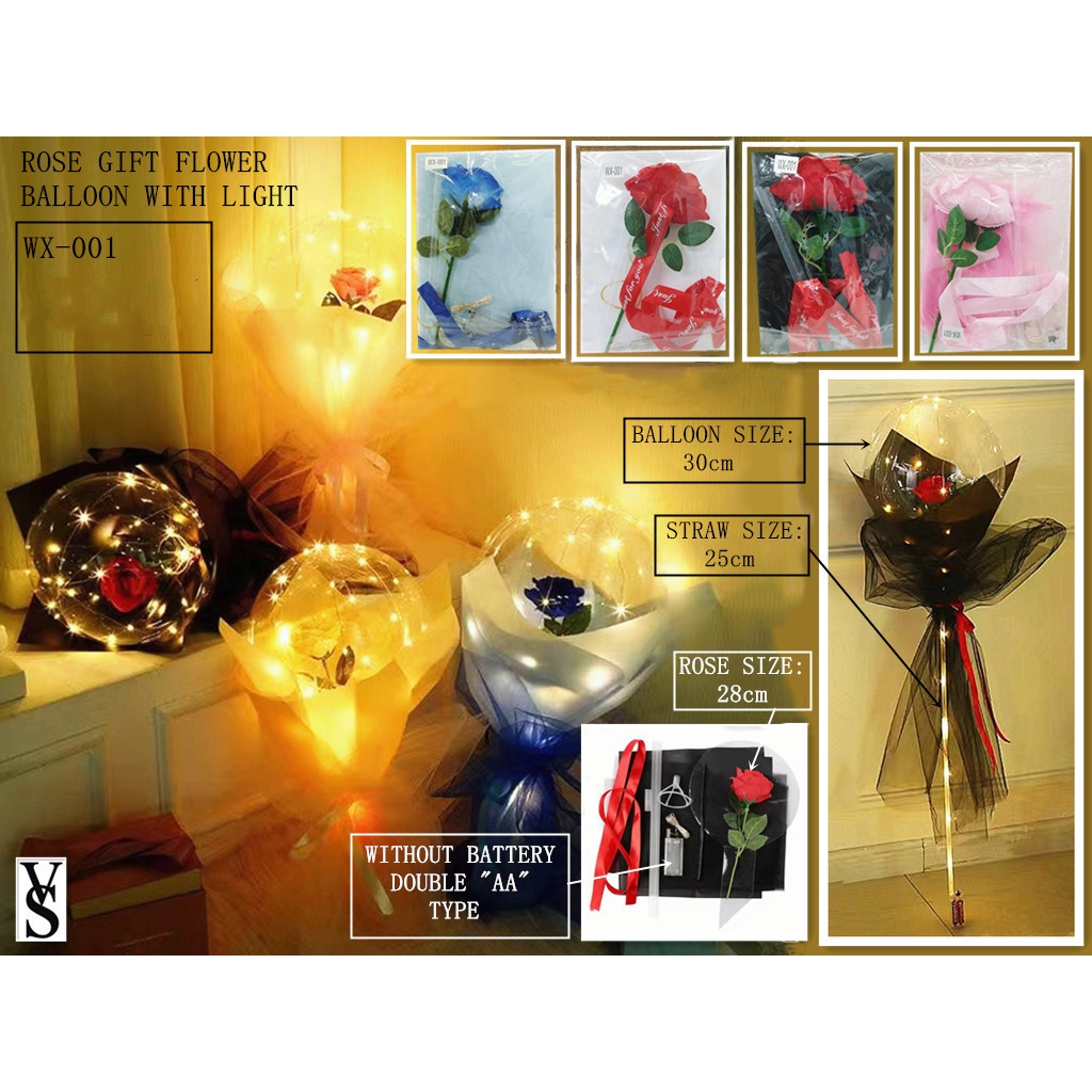 [VS] Valentine's Day Balloon SET LED Rose Bouquet Luminous Balloons ...