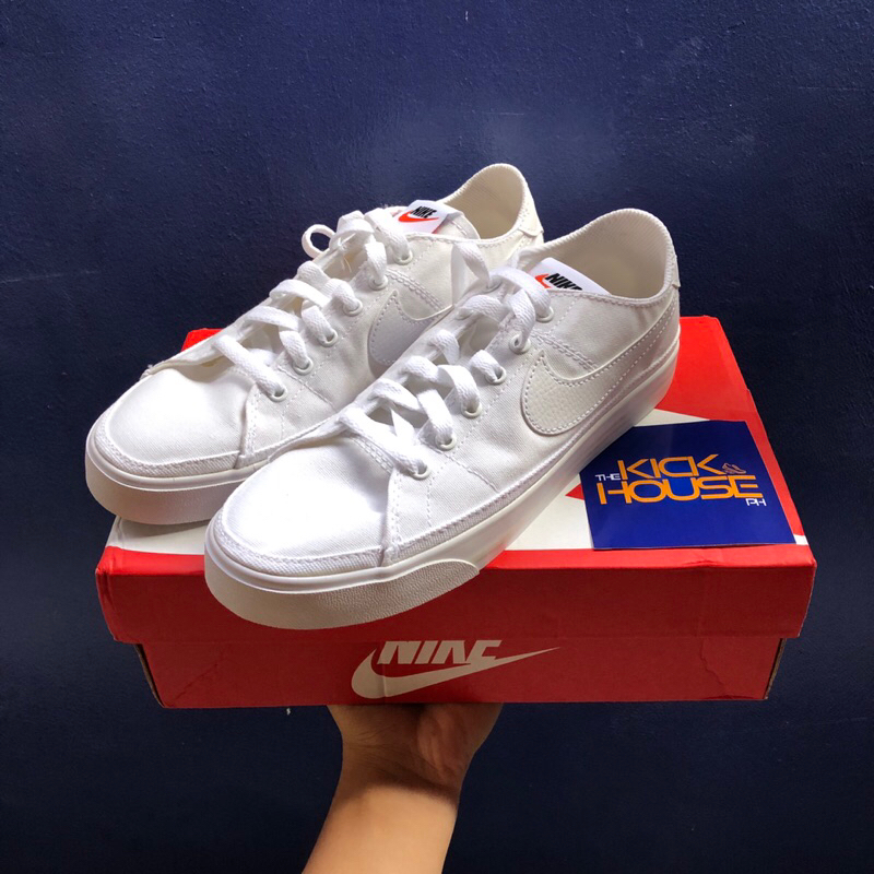 Nike Womens Court Legacy Canvas Triple White Casual Shoes 100 Original Shopee Philippines