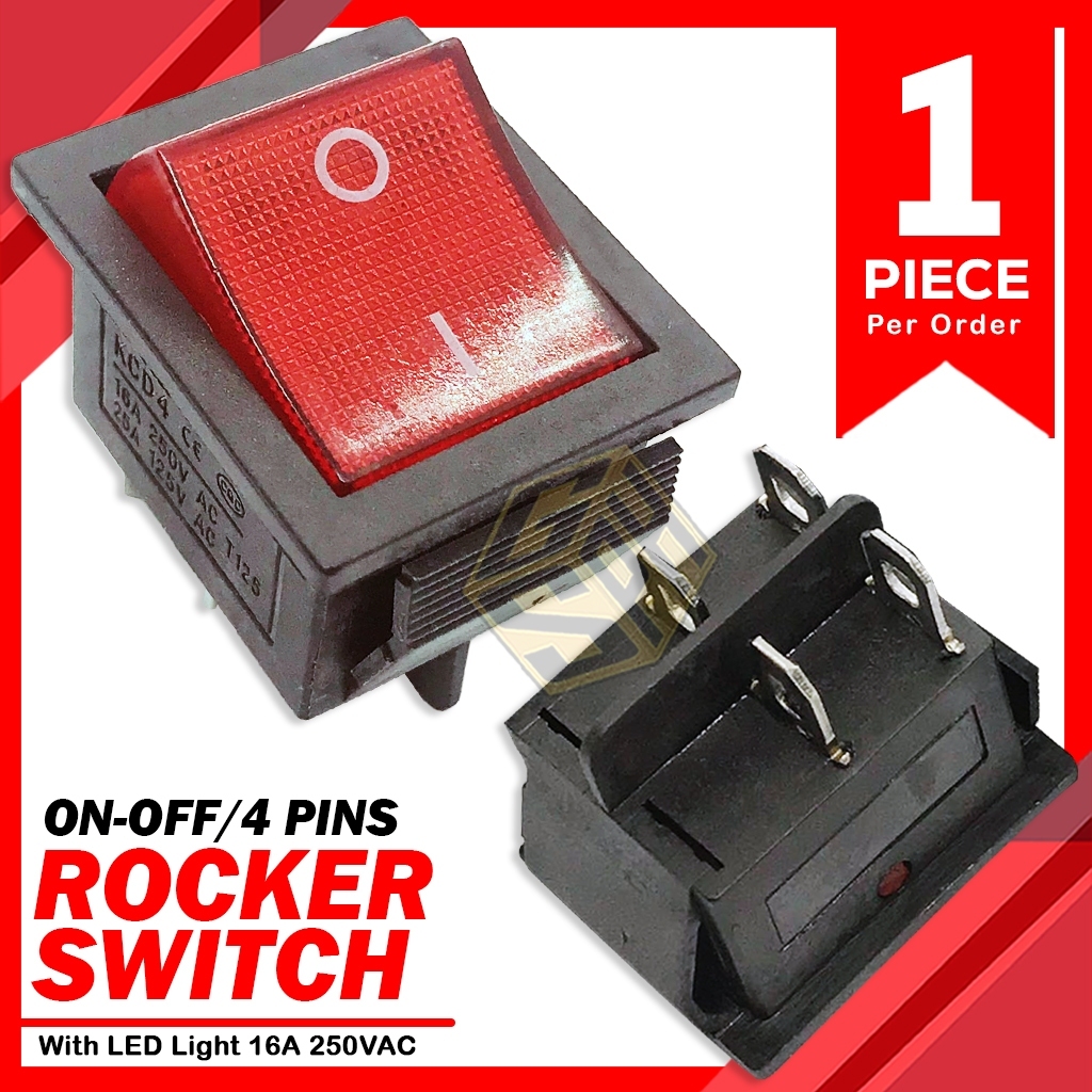 GS10 Rocker Switch ON-OFF 4 Pins With LED Light | Shopee Philippines