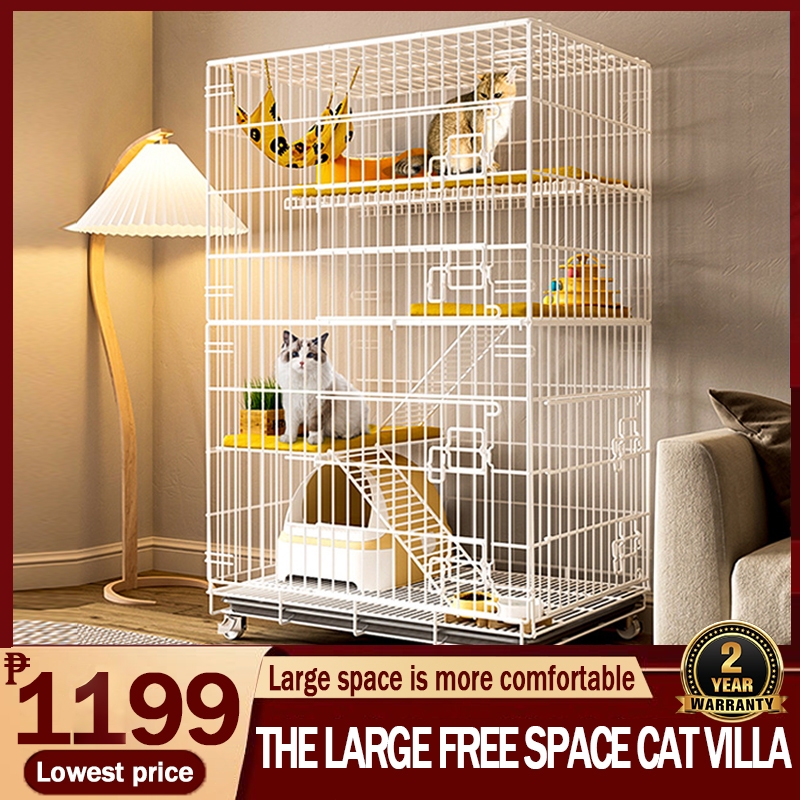 cat cage With Litter Box heavy duty 3/4 Layer pet cage With Wheel ...