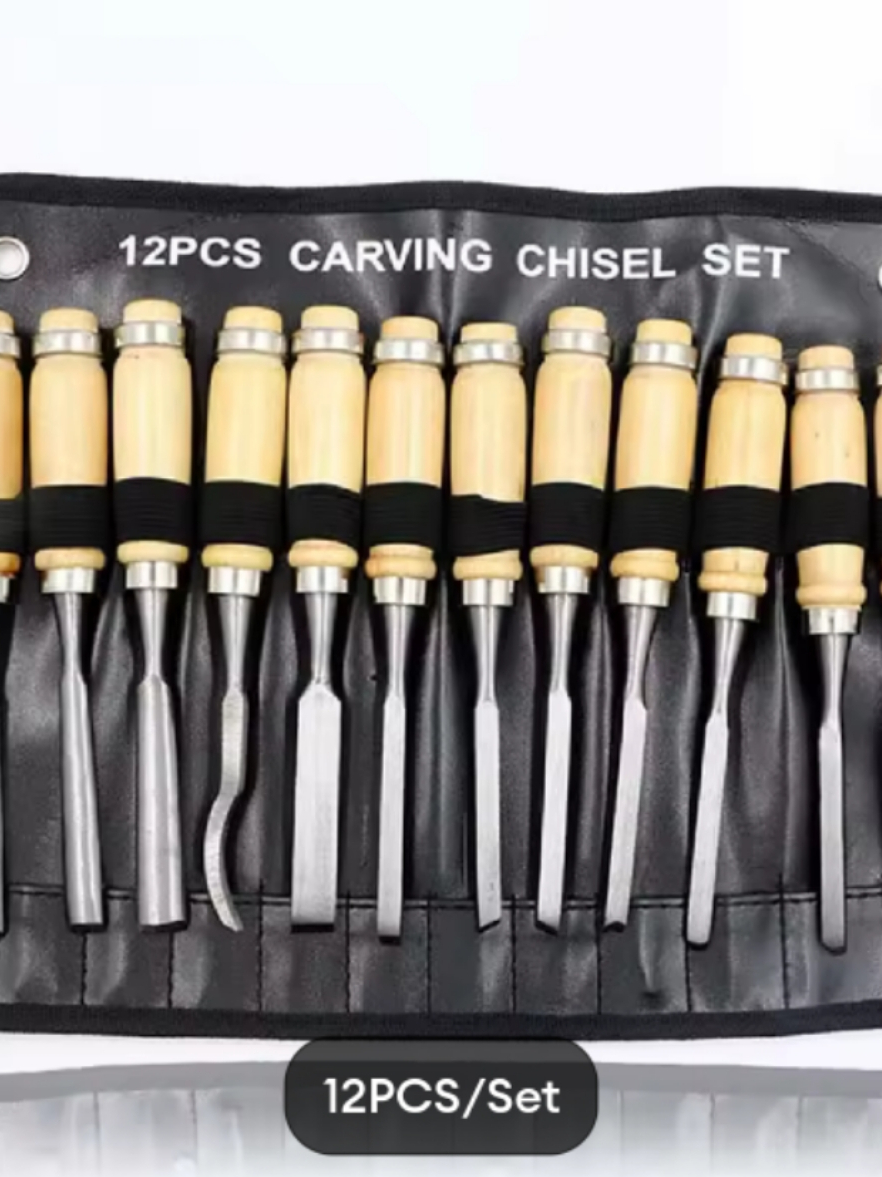 12Pcs/set Wood Carving Hand Chisel Tool Set Woodworking Professional ...