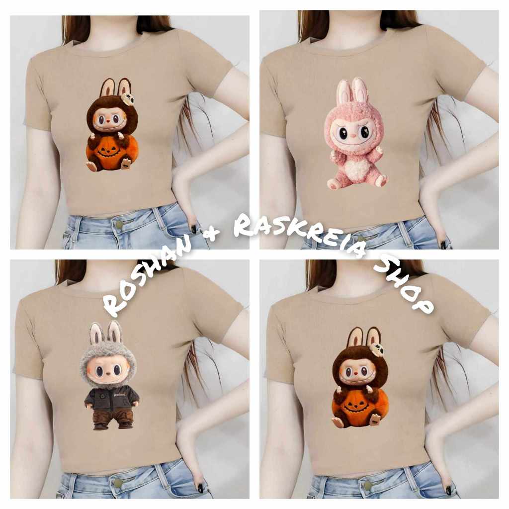 Labubu Print Shirt Blouse Crop-top for Women Fashion Style Sexy Trendy ...