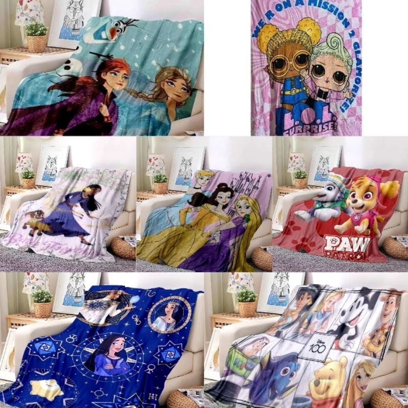 Disney Princess Character Blanket Flannel Frozen Elsa Anna Cinderella ...