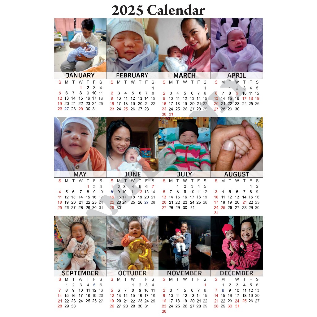 WALL CALEND OR POSTER CALENDAR 2025 PERSONALIZED SOLO OR FAMILY PHOTO
