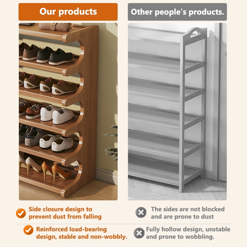 Multi Layer Bamboo Shoe Rack Multifunctional Wooden Storage Shelf Desk ...