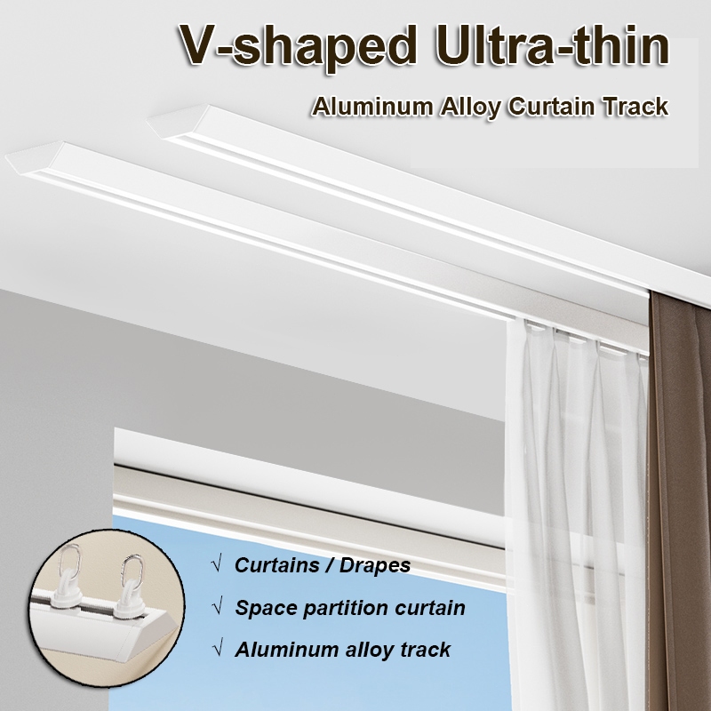 Curtain track top-mounted silent slide rail V-shaped ultra-thin track ...
