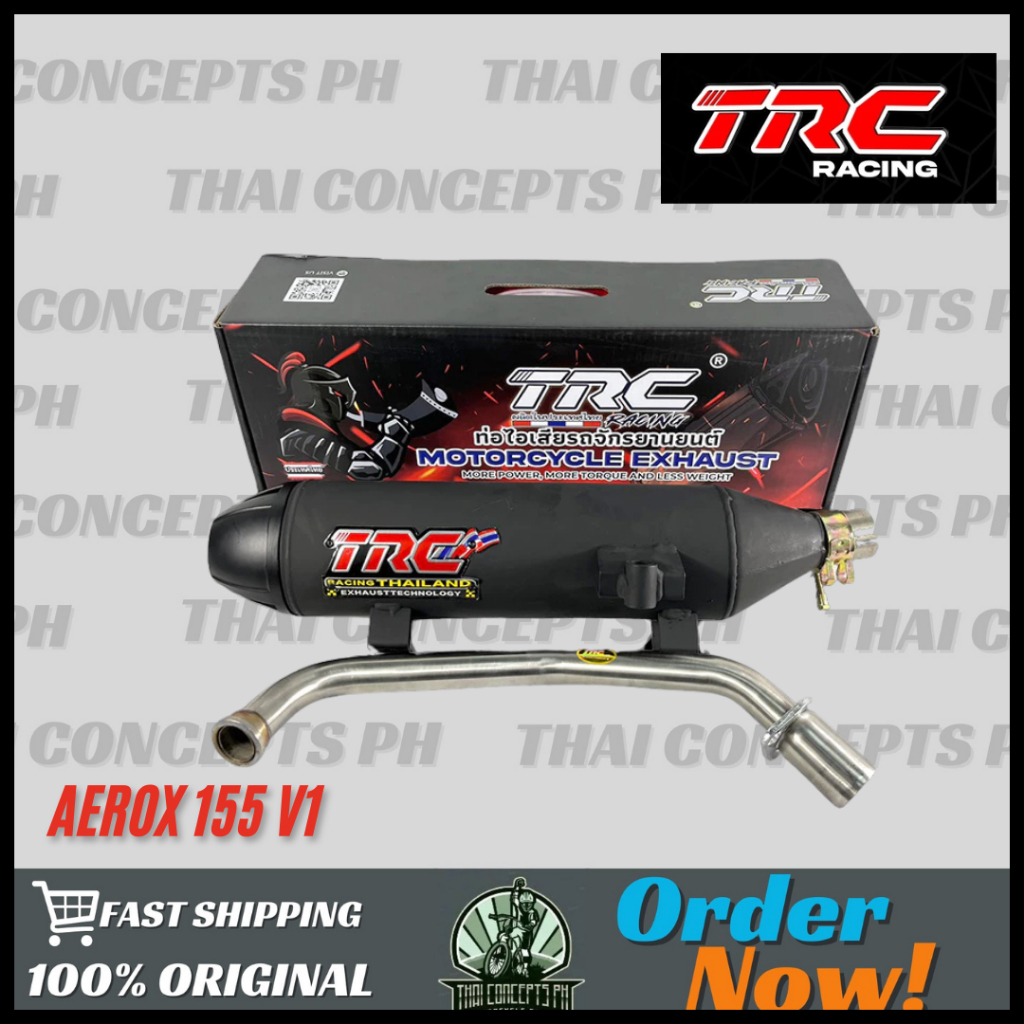 TRC RACING AEROX V1 POWER PIPE MUFFLER EXHAUST WITH REMOVABLE SILENCER ...