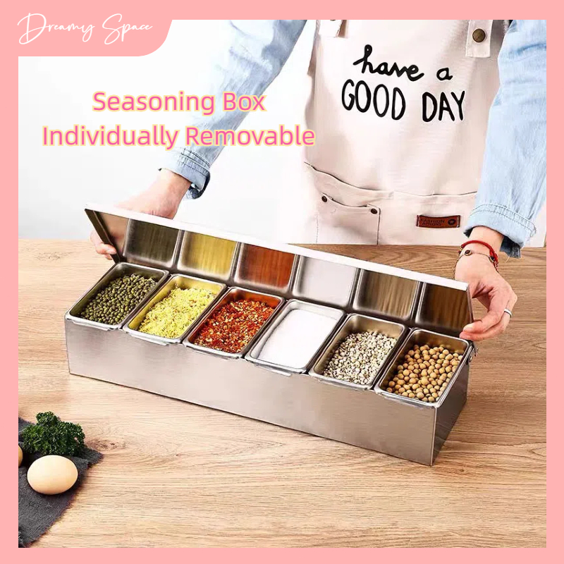 Stainless Steel Seasoning Restaurant Chef with Lid Storage Box ...