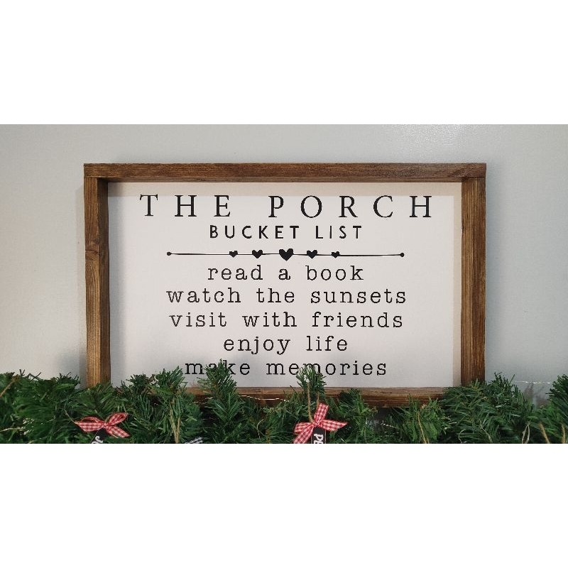 THE PORCH BUCKET LIST RUSTIC WOODEN WALL DECOR SIGN #teamkahoy | Shopee ...
